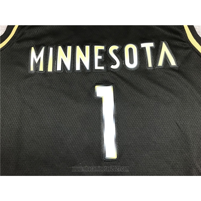 Camiseta Golden Edition Minnesota Timberwolves Anthony Edwards #1 2020-21 Negro